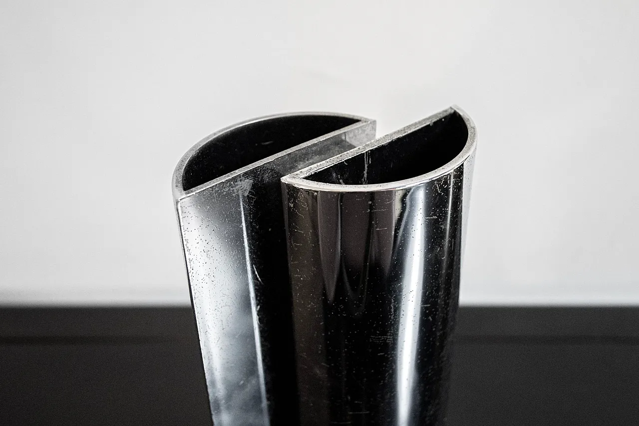 Chromed Convex Double Vase by E. Radaelli for Lamperti Robbiate, 1970s 3