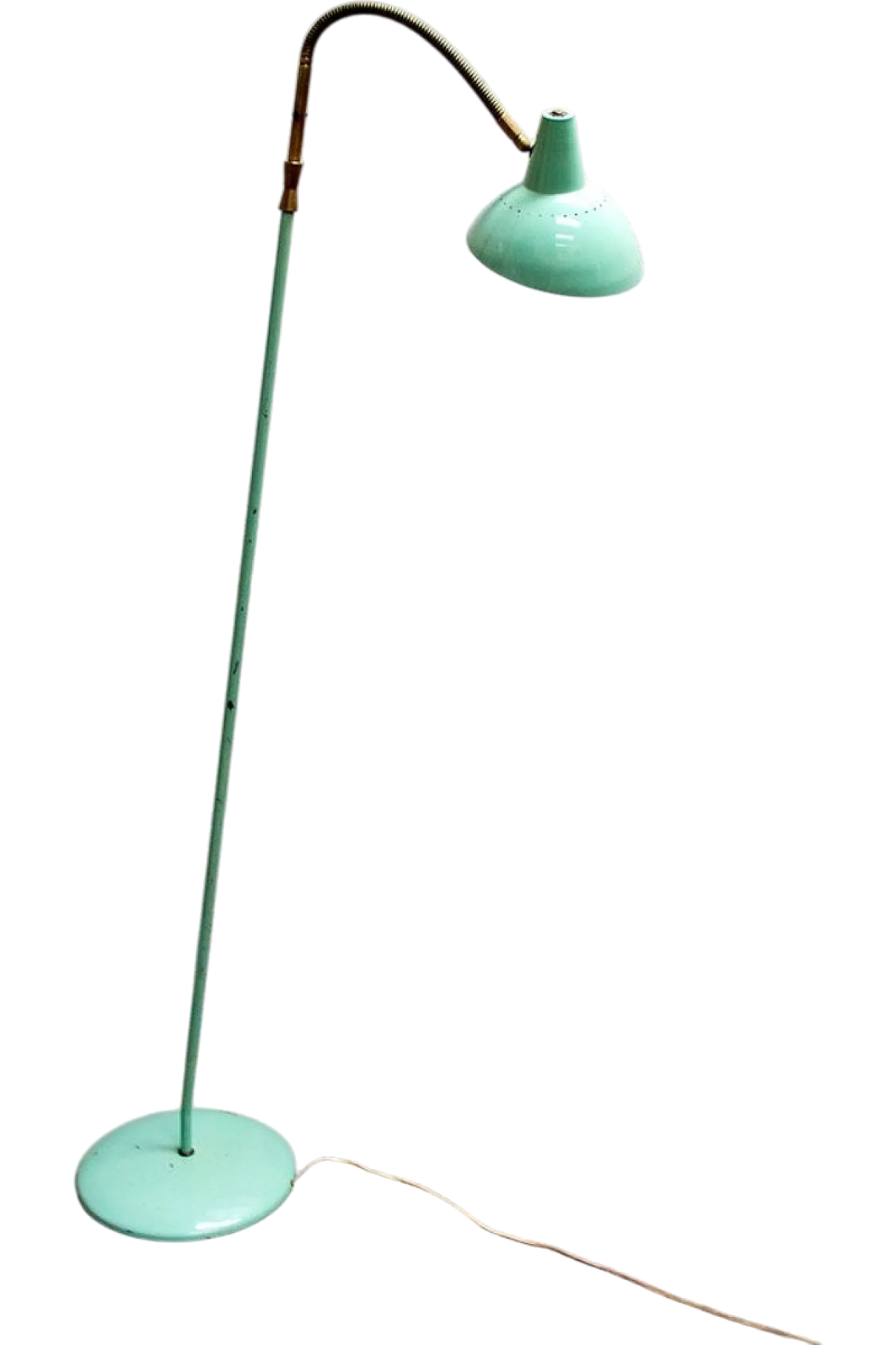 Lampada da terra in ferro smaltato e ottone, anni '50 7