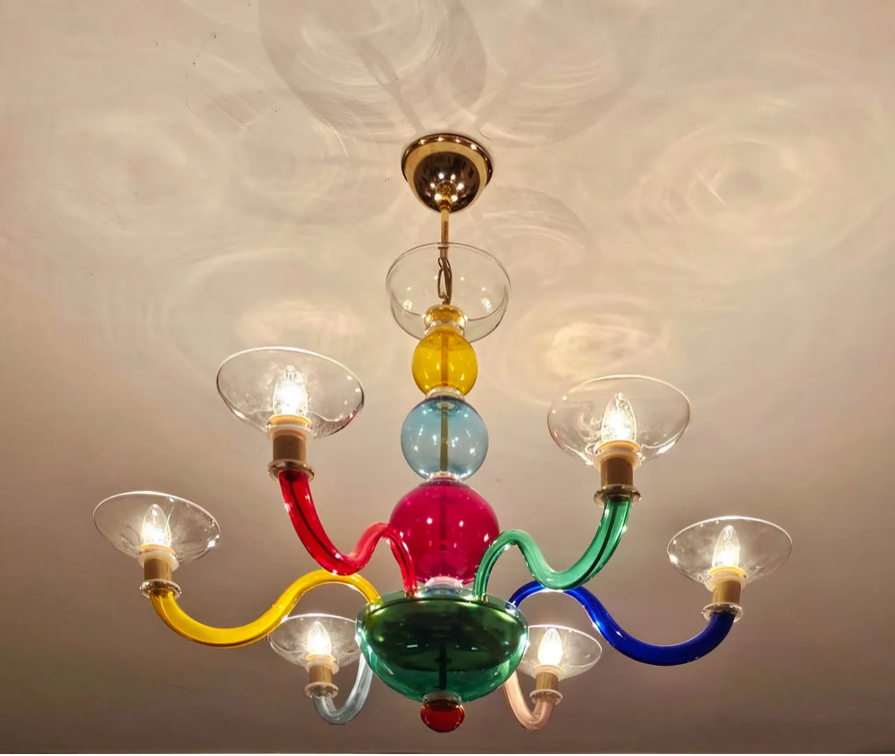 Lampadario vetro di Murano di Gio Ponti per Venini, anni '70 2