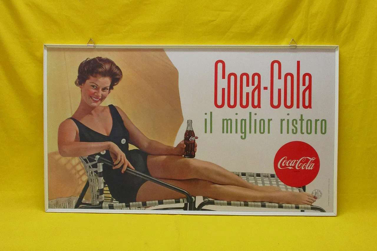 Advertising sign Coca Cola on front and back 60s 1