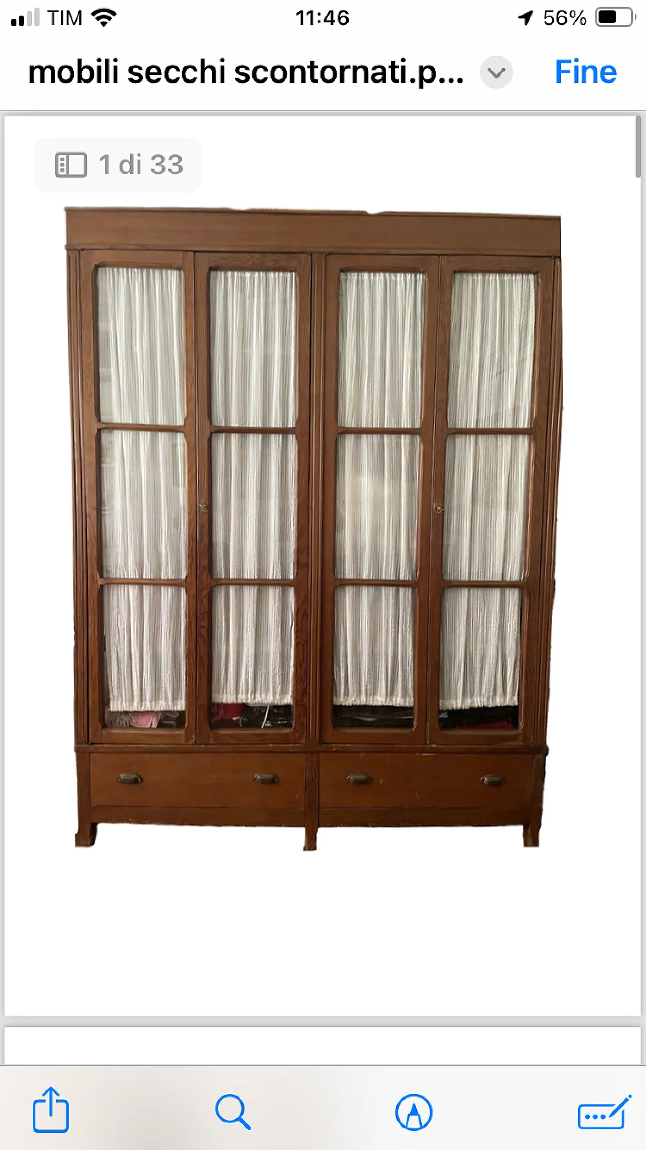 Glass 4 doors wardrobe with drawer, beginning 20th century 1