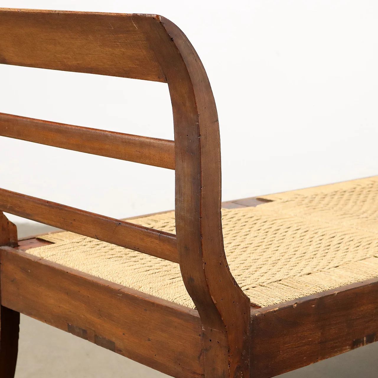 Antique Empire Sofa bench in walnut with canné seat, 19th century 3