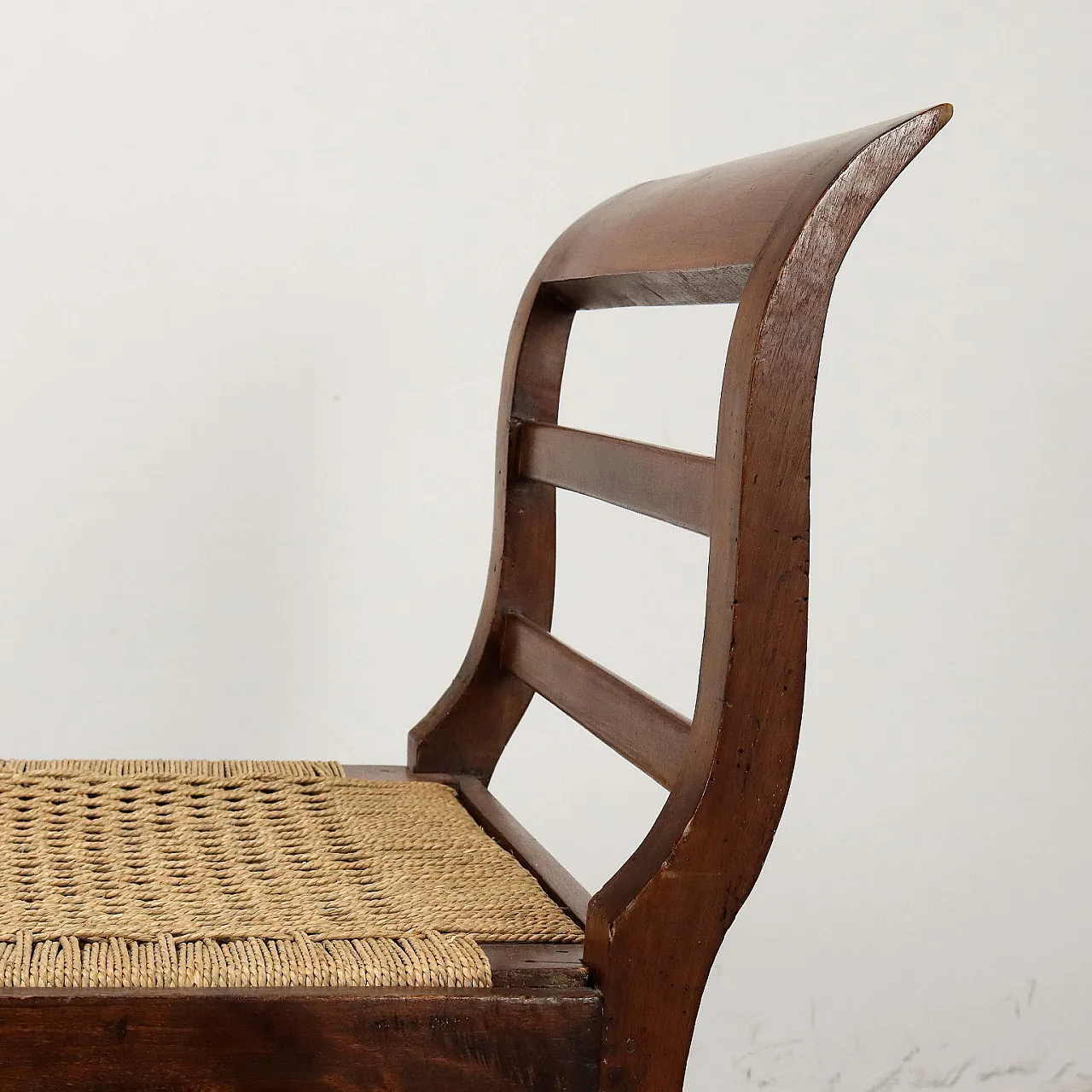 Antique Empire Sofa bench in walnut with canné seat, 19th century 4