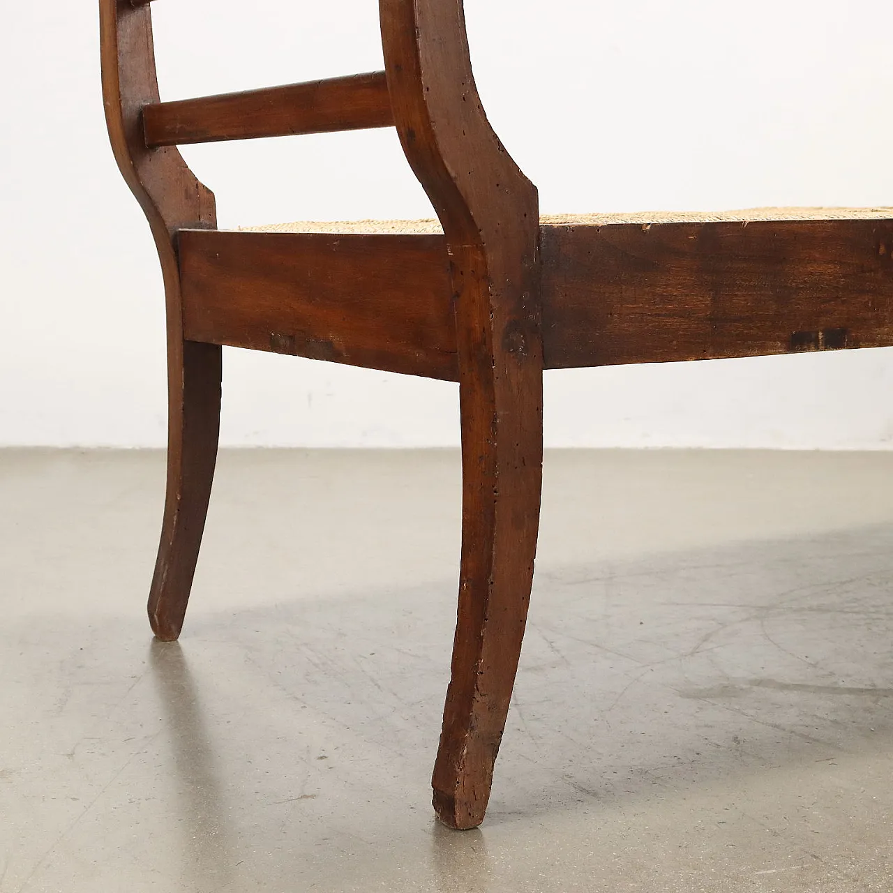 Antique Empire Sofa bench in walnut with canné seat, 19th century 5