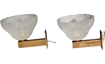 Pair of wall lights in Murano glass, 40s