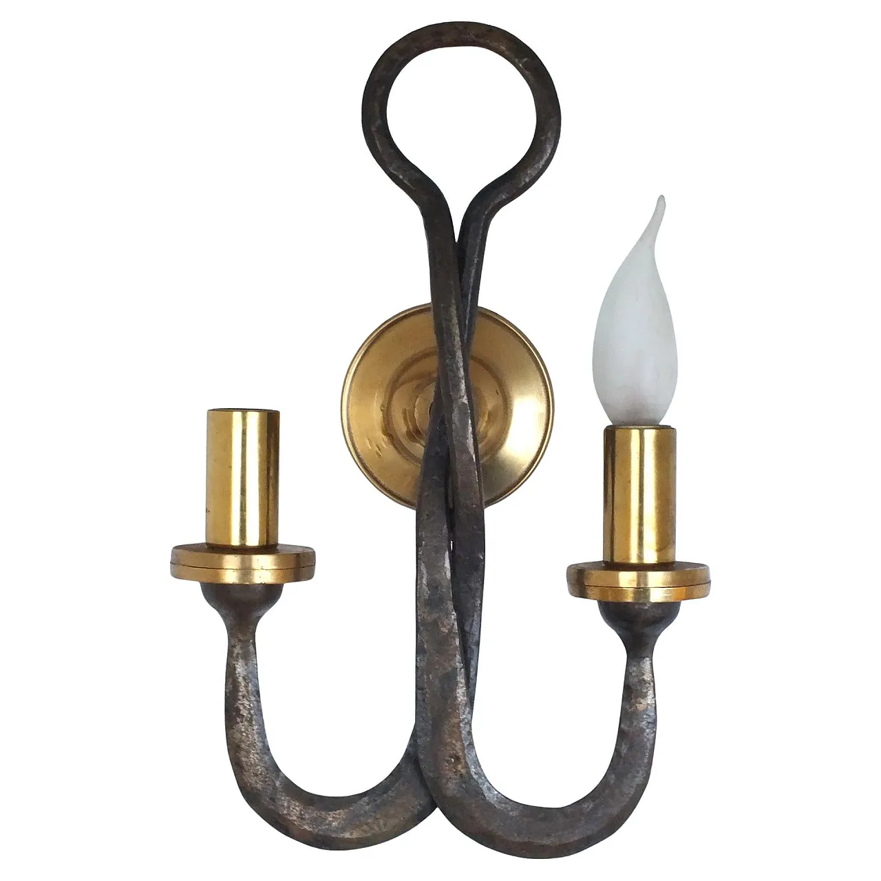 Brass and wrought iron wall lamp by Ciani Firenze, 1980s 1