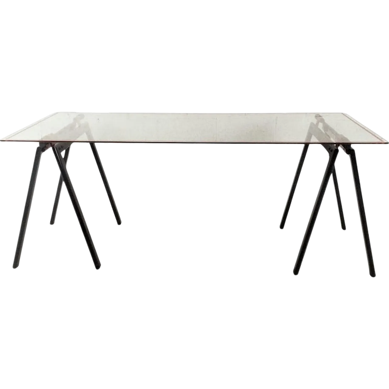 "Gaetano" Desk Glass Table by Gae Aulenti for Zanotta 70s 11