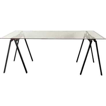 Gaetano Desk Glass Table by Gae Aulenti for Zanotta 70s