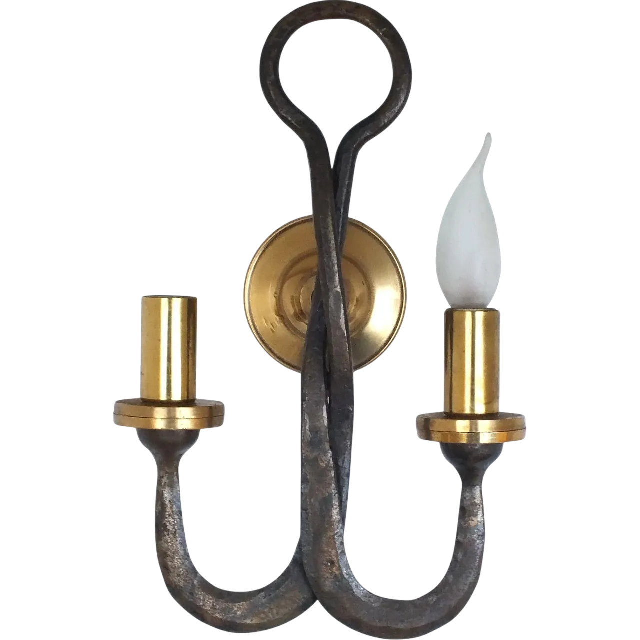 Brass and wrought iron wall lamp by Ciani Firenze, 1980s 14