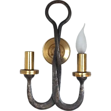 Brass and wrought iron wall lamp by Ciani Firenze, 1980s