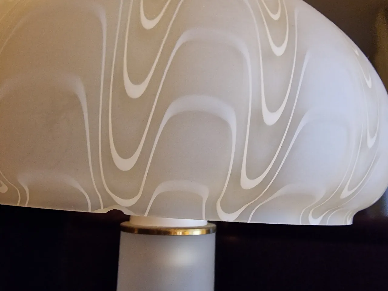 Satin glass table lamp and brass, 1970s 5