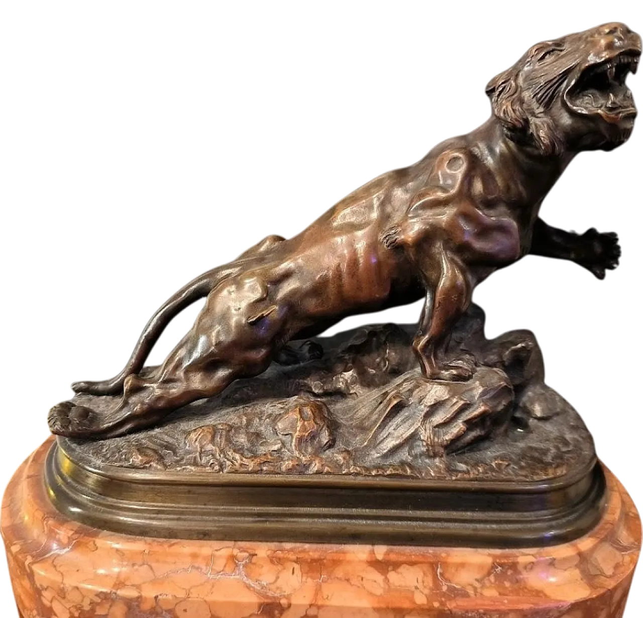 Bronze tiger sculpture by J. Hesteau, early 20th century 8