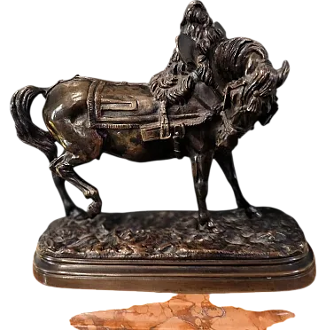 Bronze draught horse sculpture by T. Gechter, 19th century