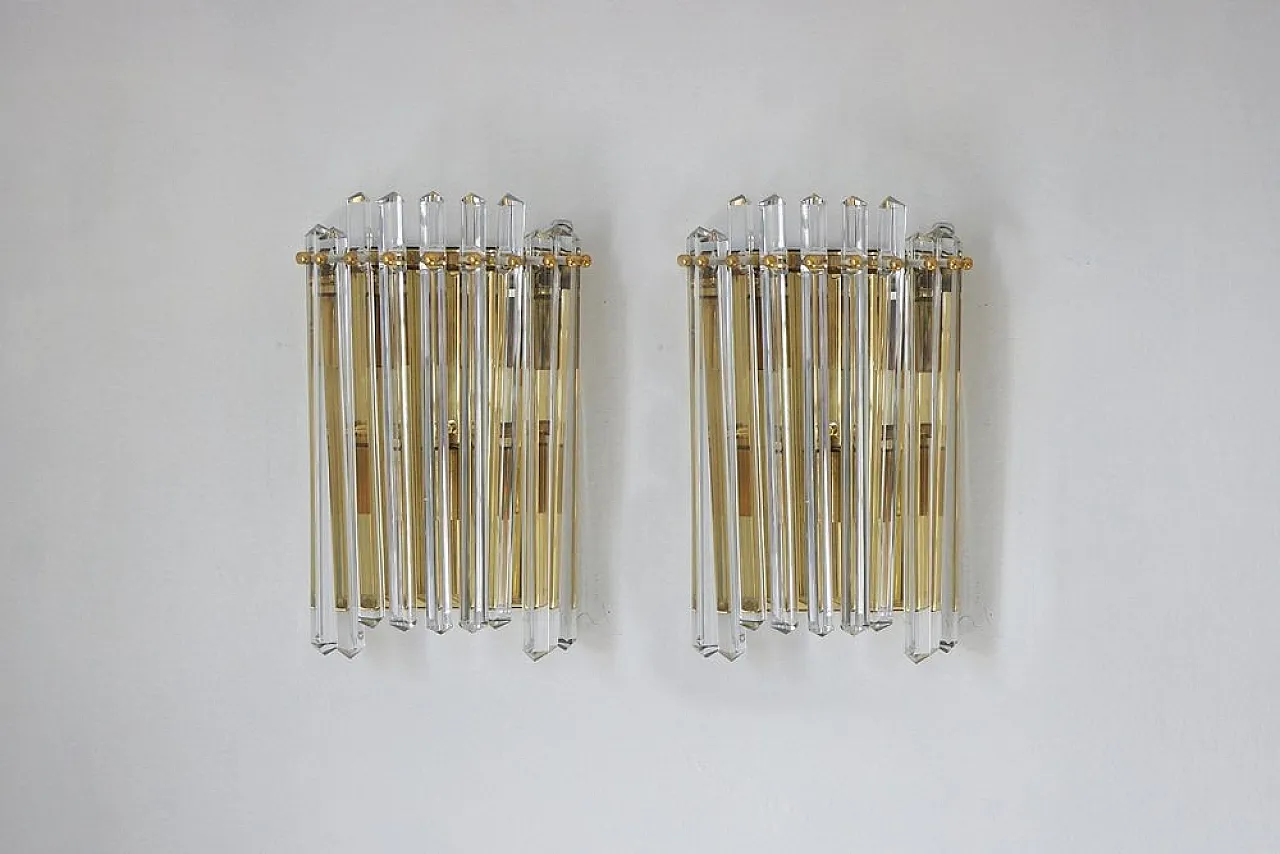 Pair of large wall lamps in Venini style, 1960s 1