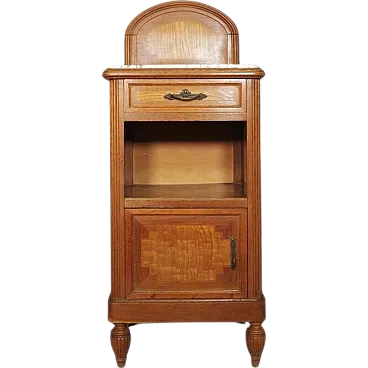 Cherry and beechwood bedside table with marble top, mid-19th century