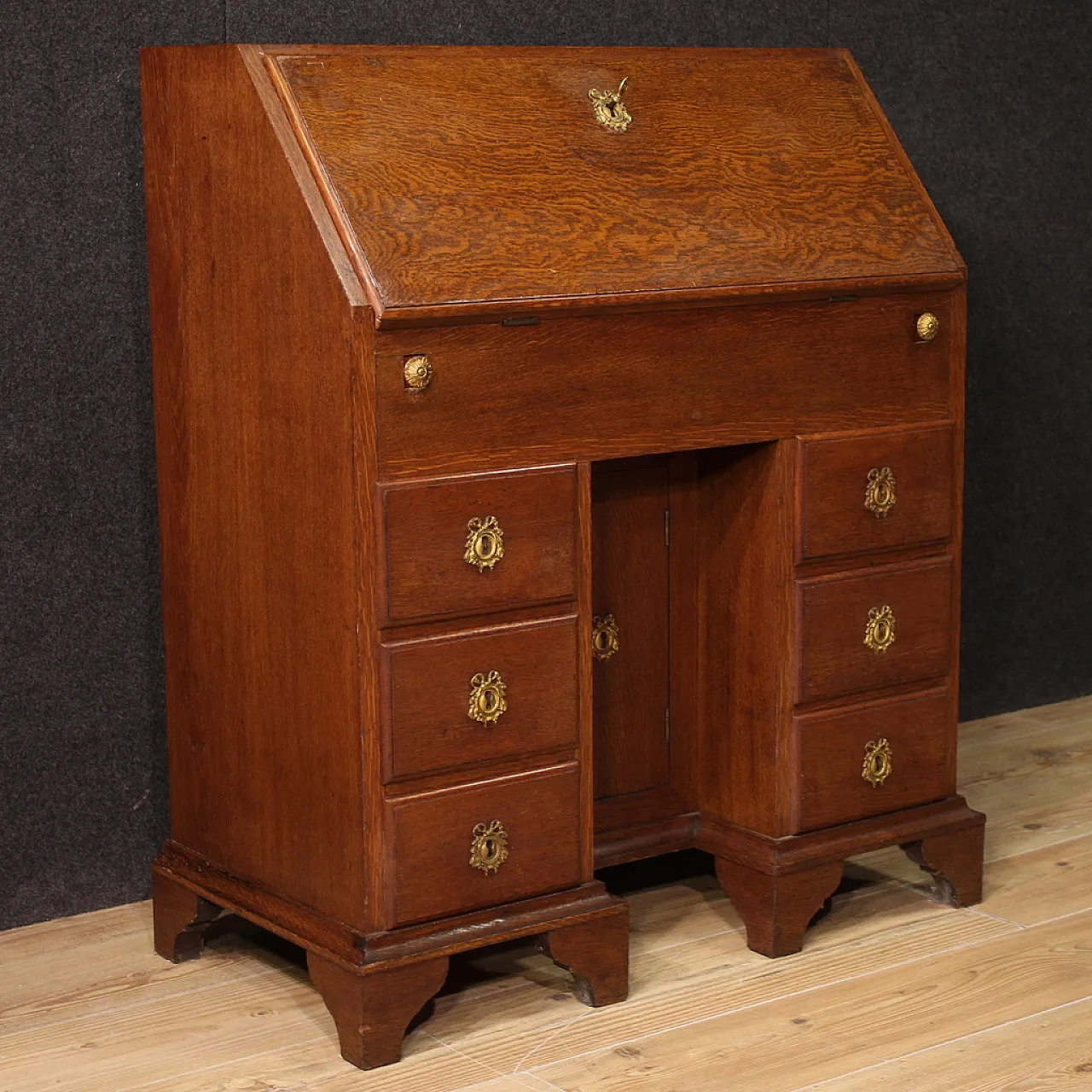 Dutch flap desk in oak, 20th century 1