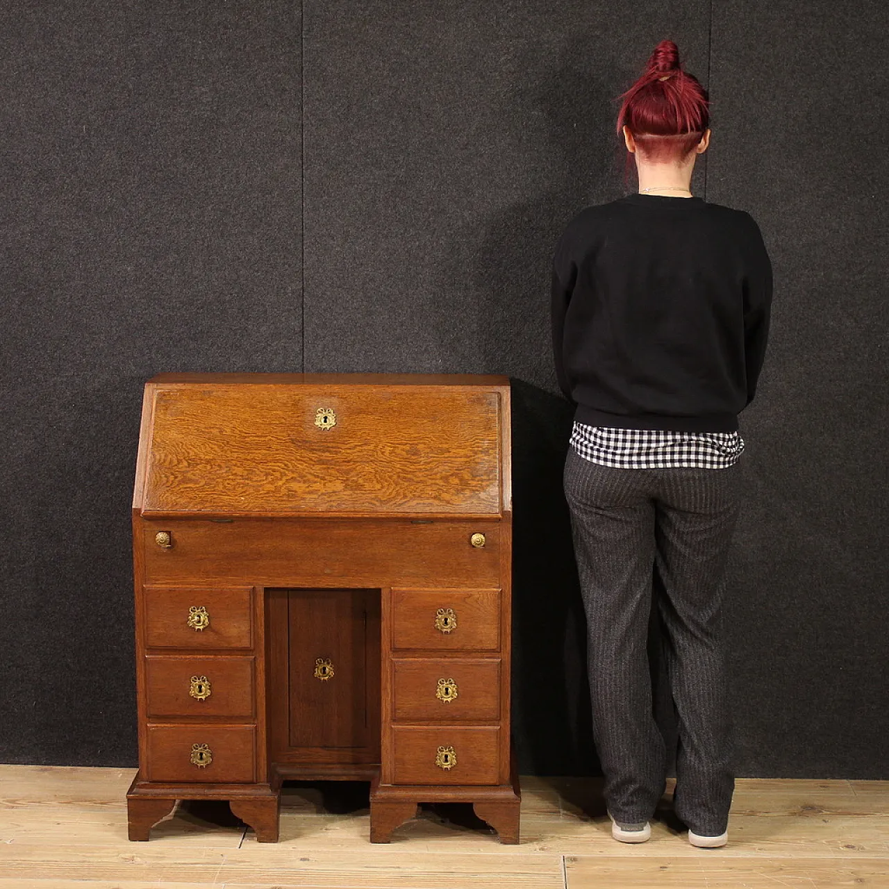 Dutch flap desk in oak, 20th century 2