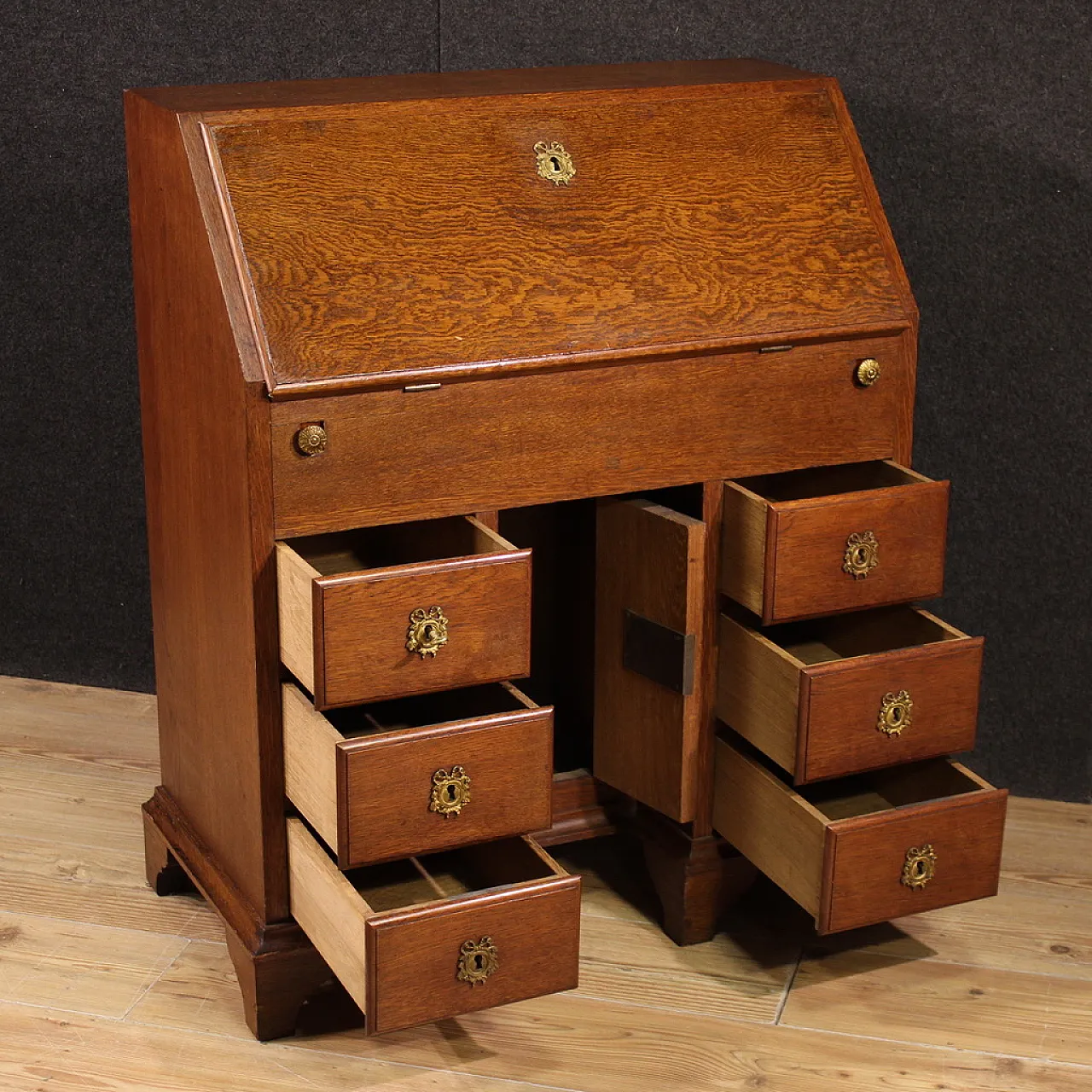 Dutch flap desk in oak, 20th century 4