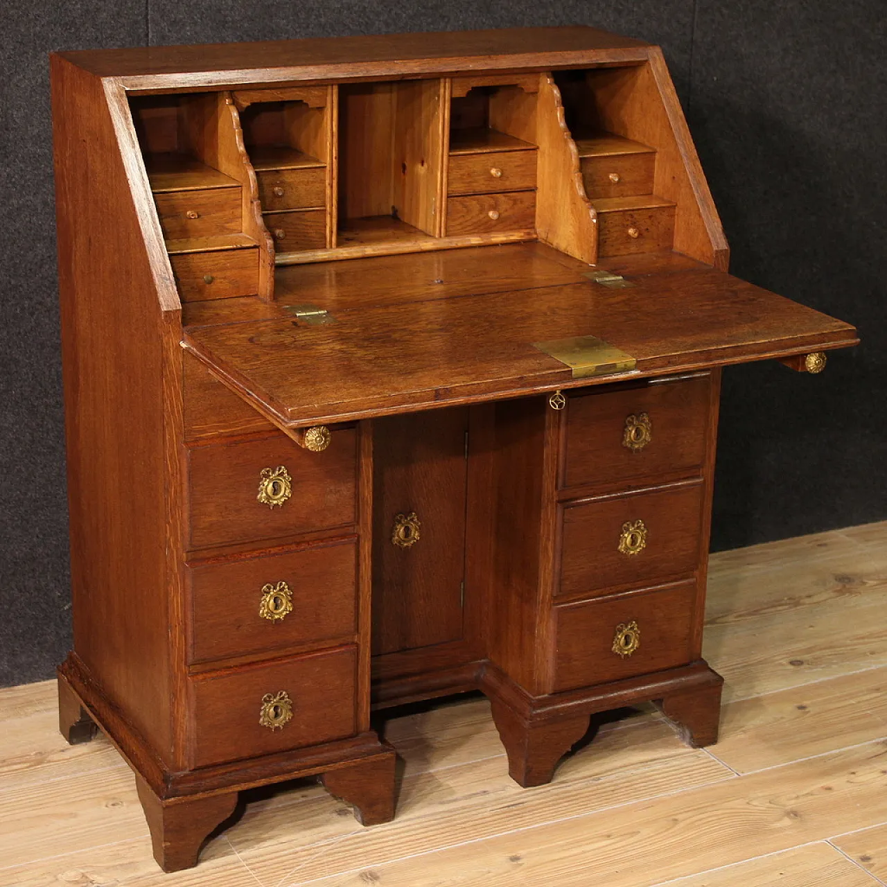 Dutch flap desk in oak, 20th century 8