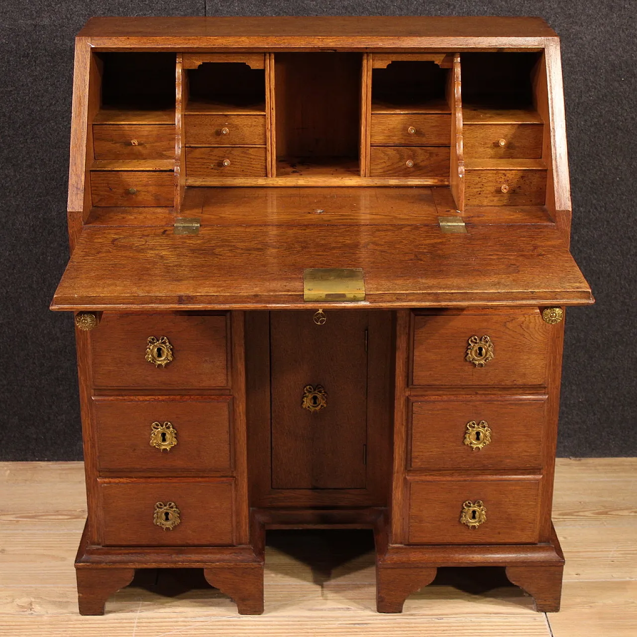 Dutch flap desk in oak, 20th century 9