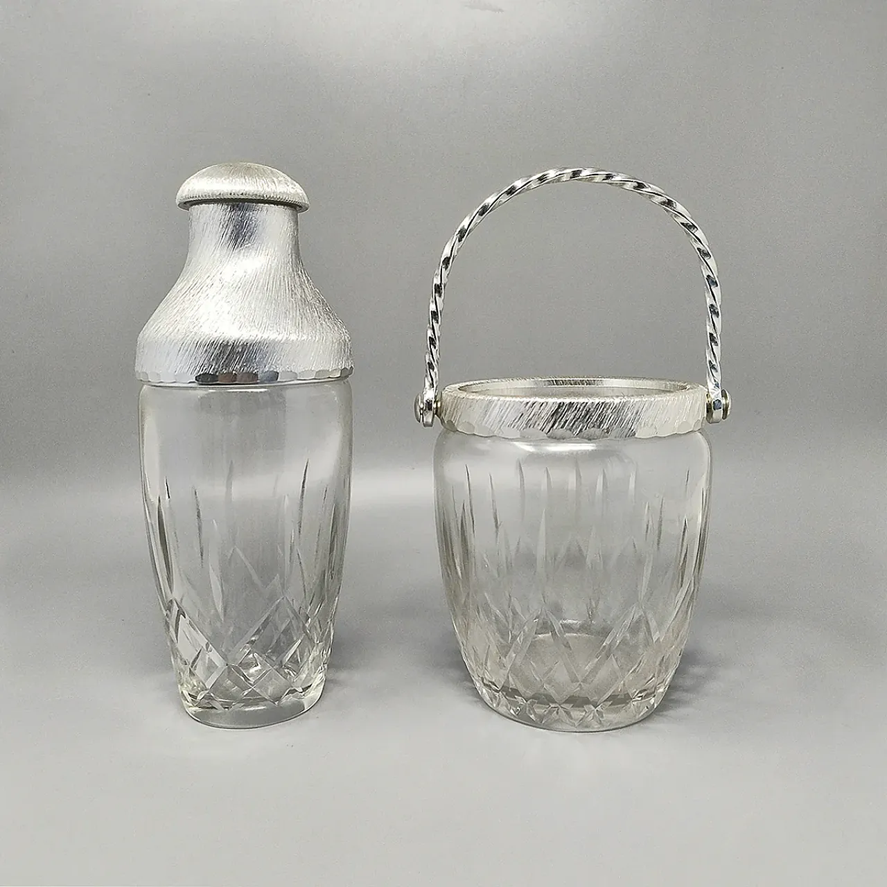 Cut crystal cocktail shaker with bucket, 1960s 1