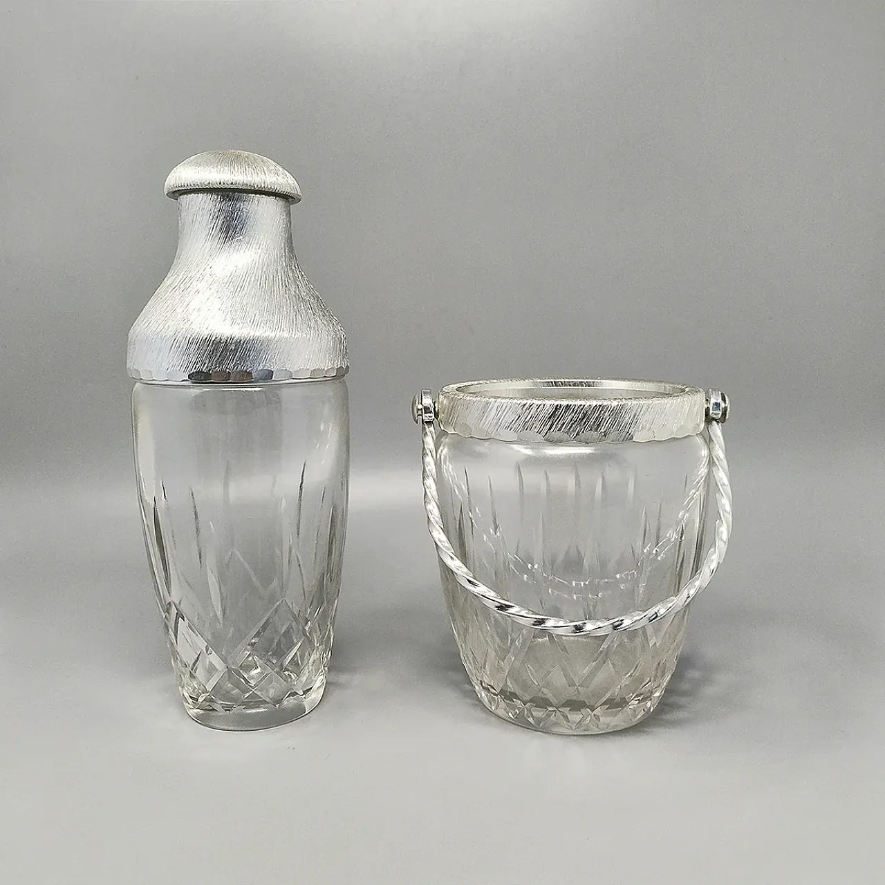 Cut crystal cocktail shaker with bucket, 1960s 2