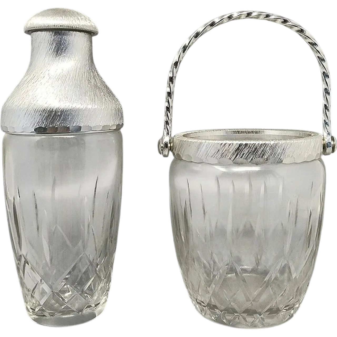 Cut crystal cocktail shaker with bucket, 1960s 8