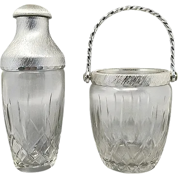 Cut crystal cocktail shaker with bucket, 1960s