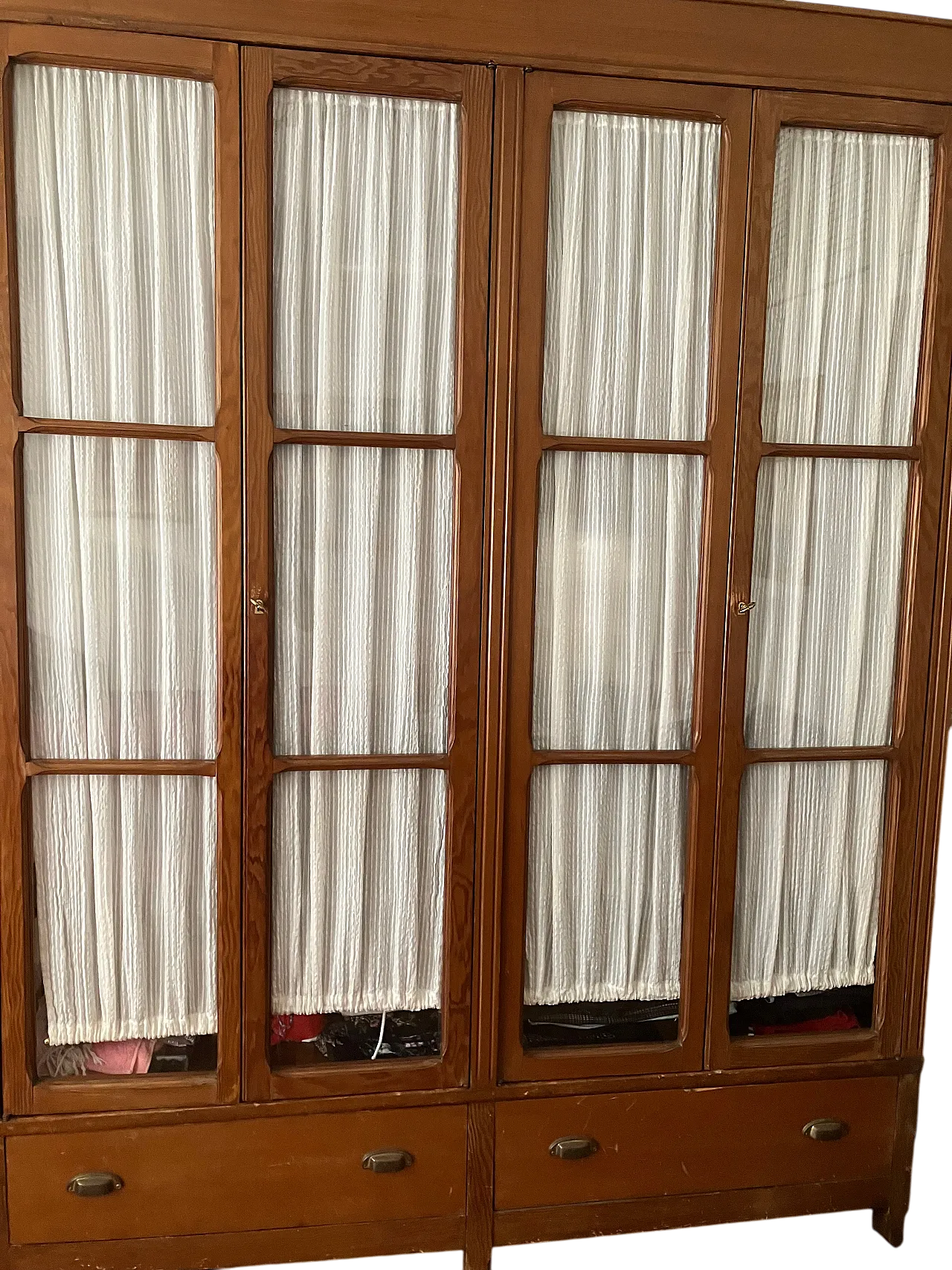 Glass 4 doors wardrobe with drawer, beginning 20th century 4