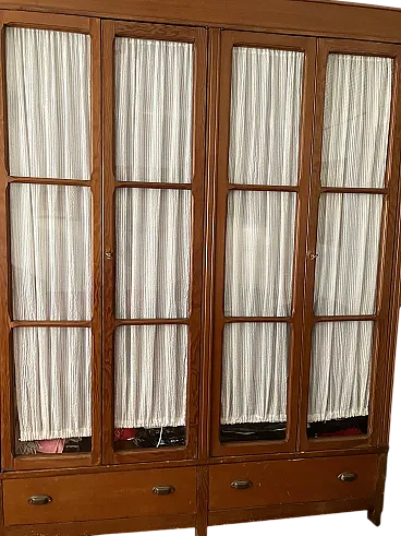 Glass 4 doors wardrobe with drawer, beginning 20th century