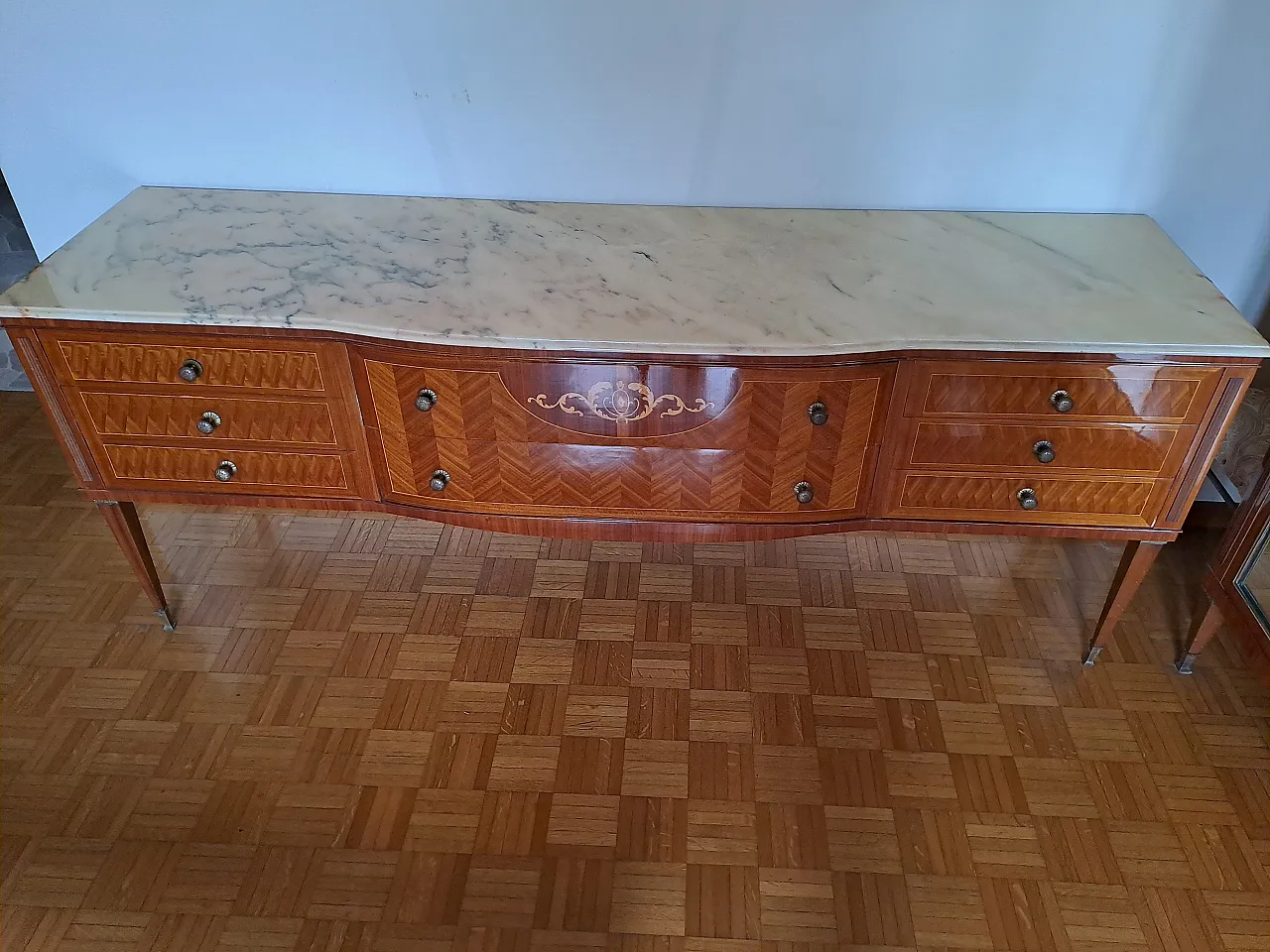 Mid century Italian chest of drawers with marble top, 1970s 1