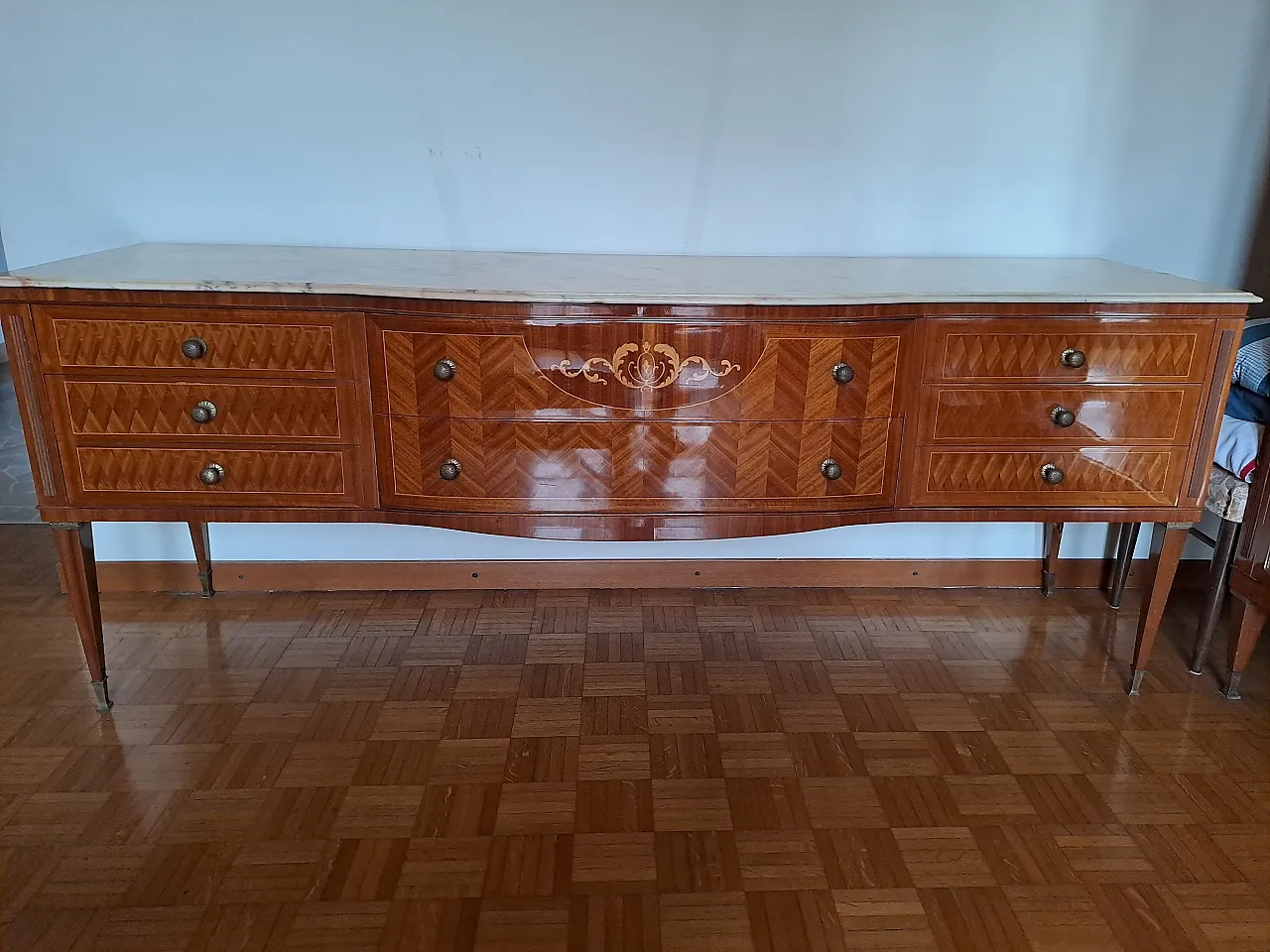 Mid century Italian chest of drawers with marble top, 1970s 2