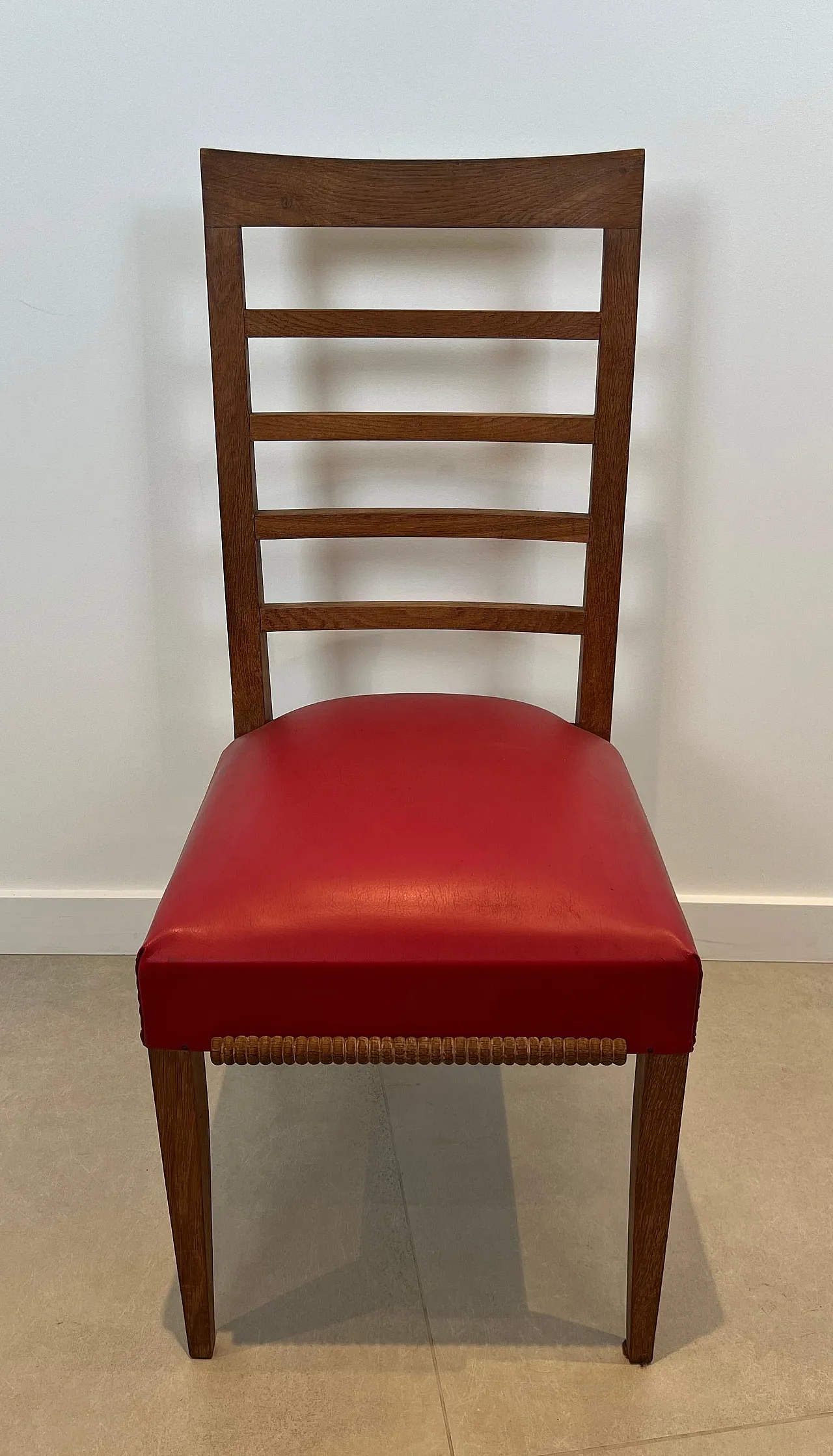 6 oak chairs with 4 faux leather seats, 1940s 18