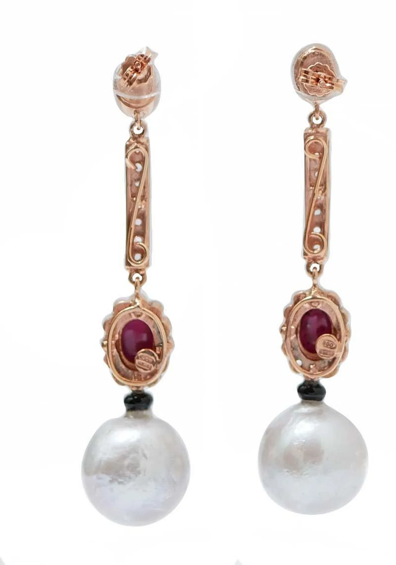 Grey pearls, rubies, onyx, diamonds, rose gold and silver, 1970s 3