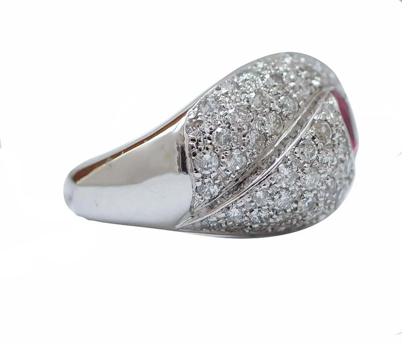 Ruby, diamonds, 14 karat white gold ring, 1960s 2