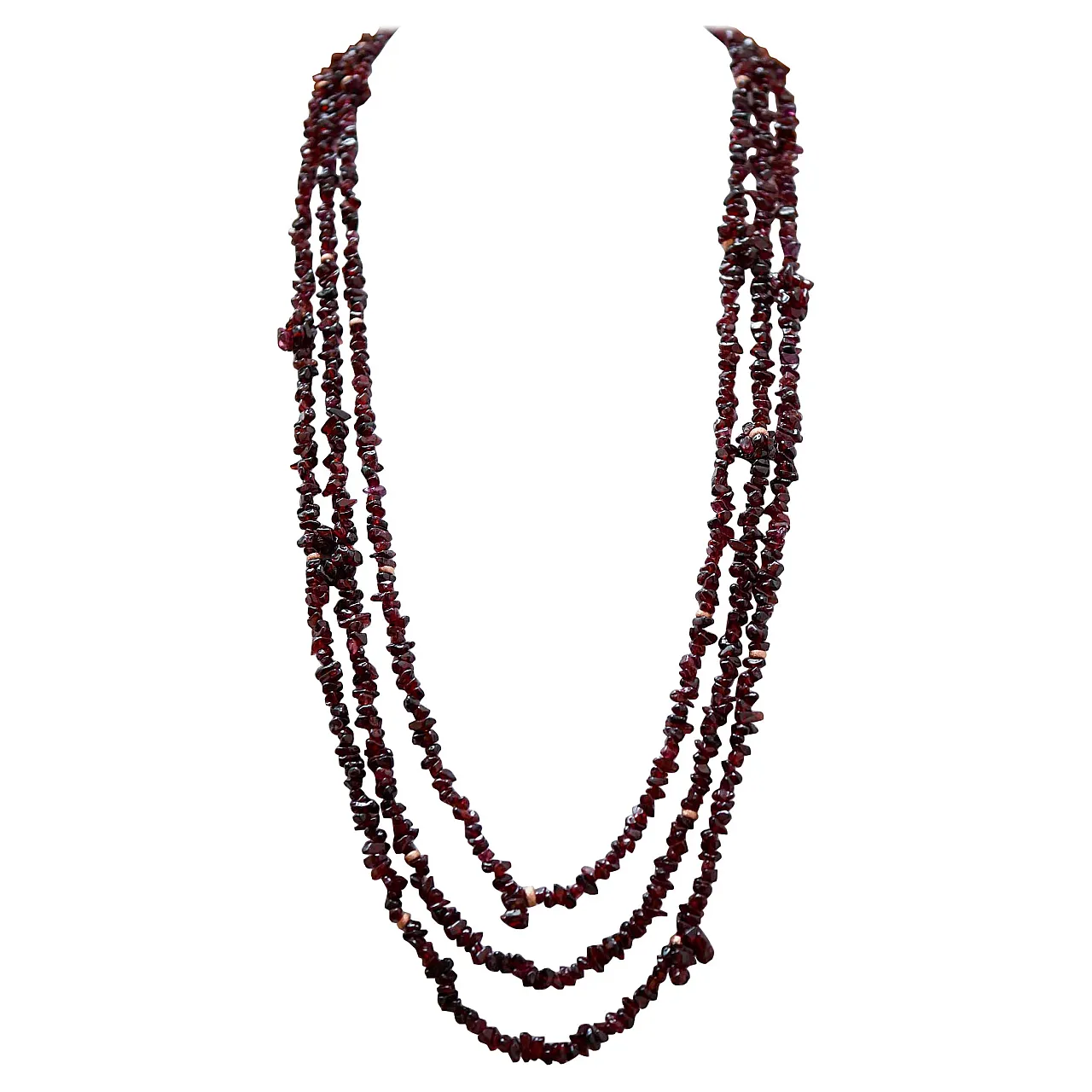 Garnets multi-strands necklace, 1970s 1