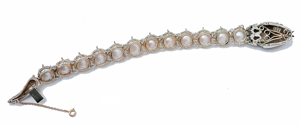 Spinel, diamonds, pearls, lapis, rose gold and silver bracelet, 1960s 3