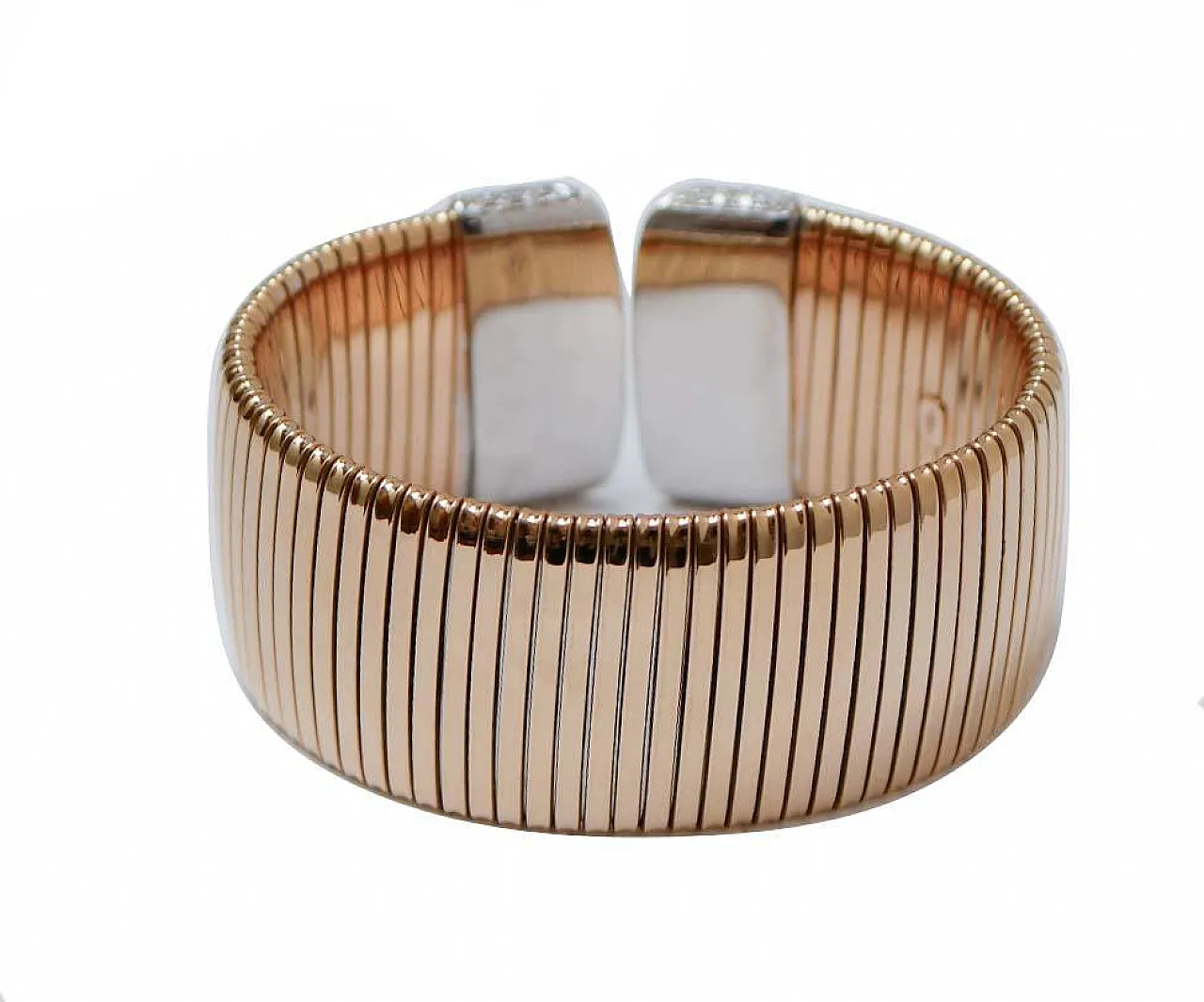 TuboGas bracelet in white and rose gold with diamonds, 1970s 3