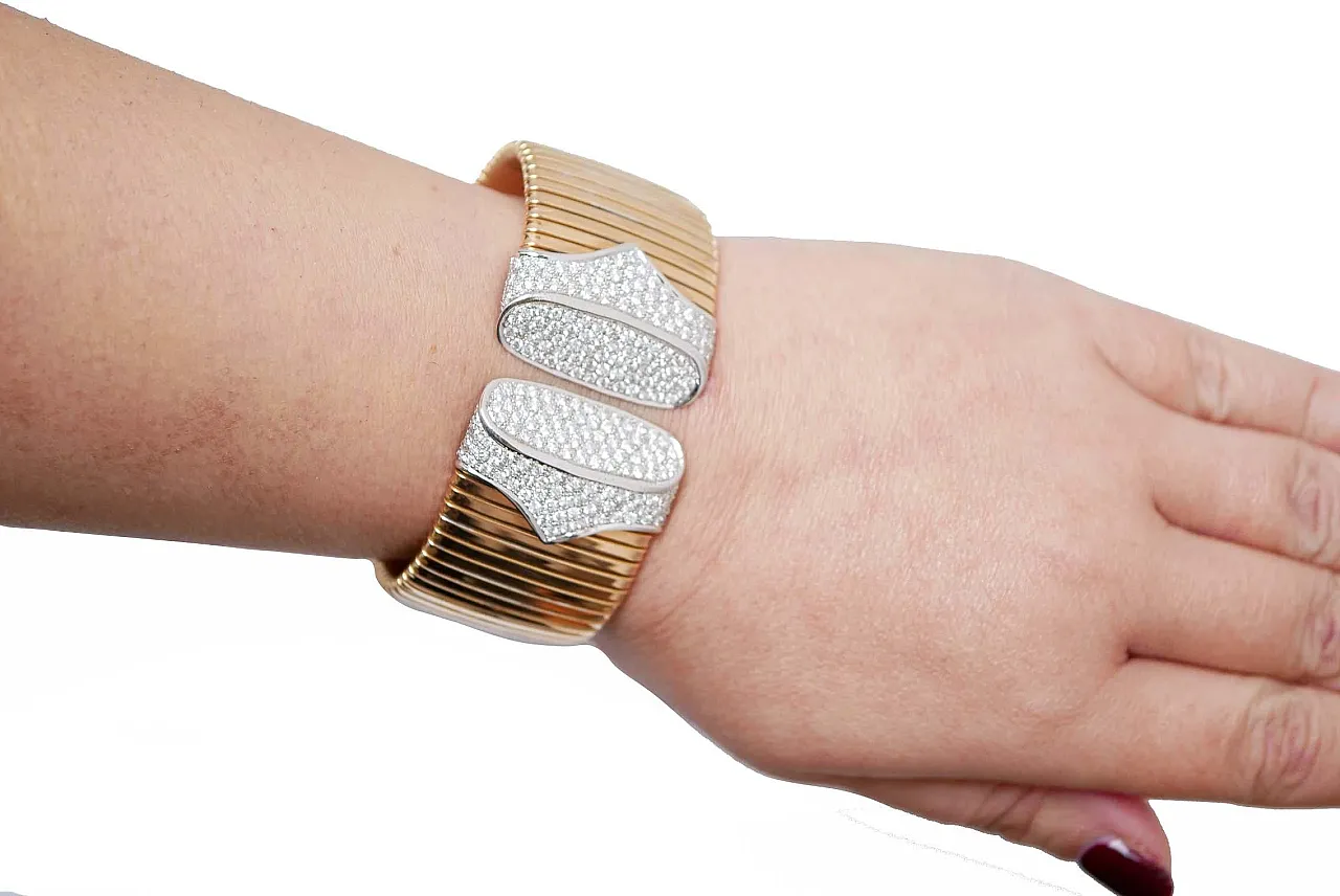 TuboGas bracelet in white and rose gold with diamonds, 1970s 4