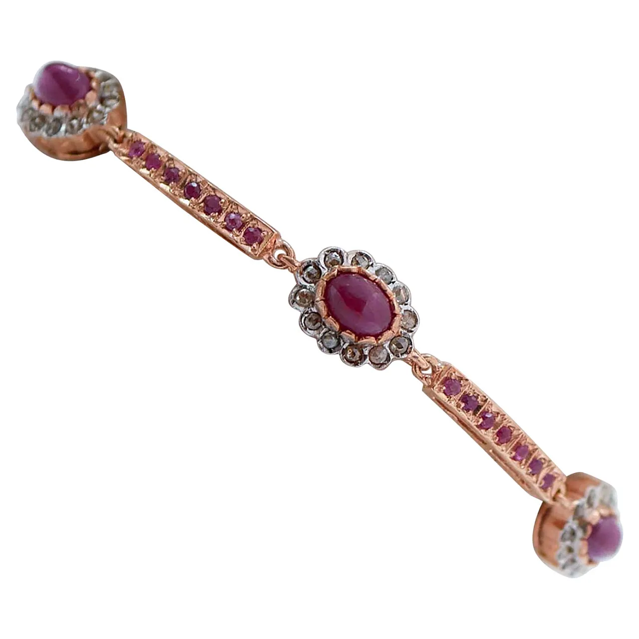 Bracelet with rubies, diamonds, rose gold and silver, 1960s 1