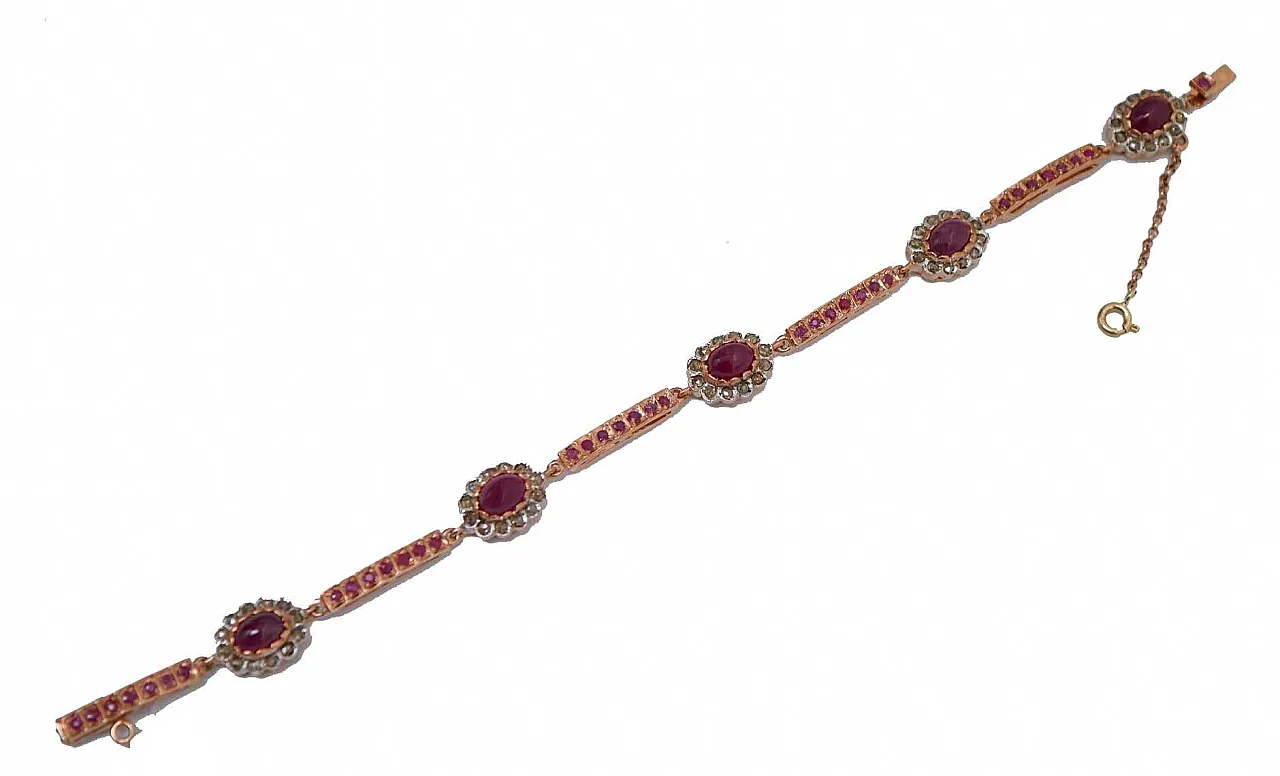 Bracelet with rubies, diamonds, rose gold and silver, 1960s 2