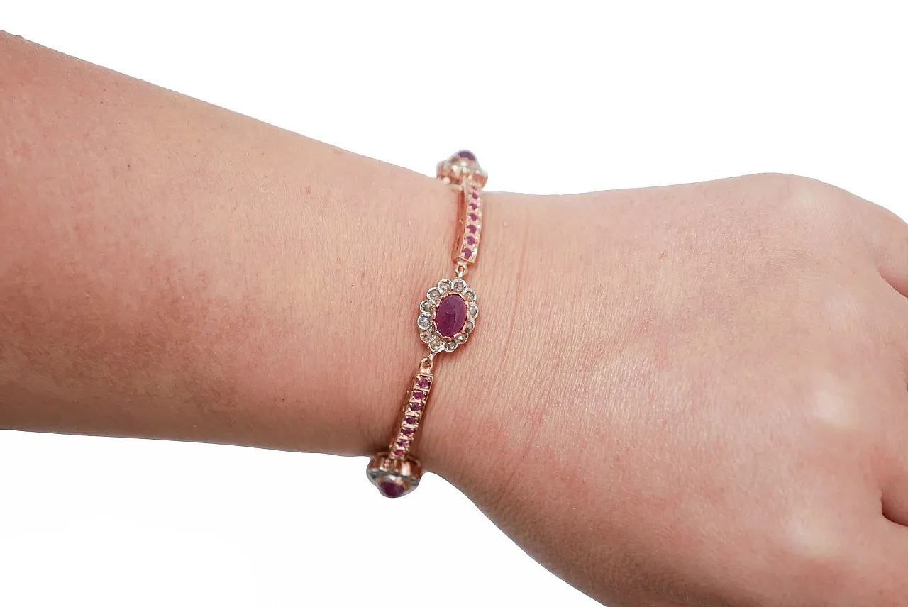 Bracelet with rubies, diamonds, rose gold and silver, 1960s 4