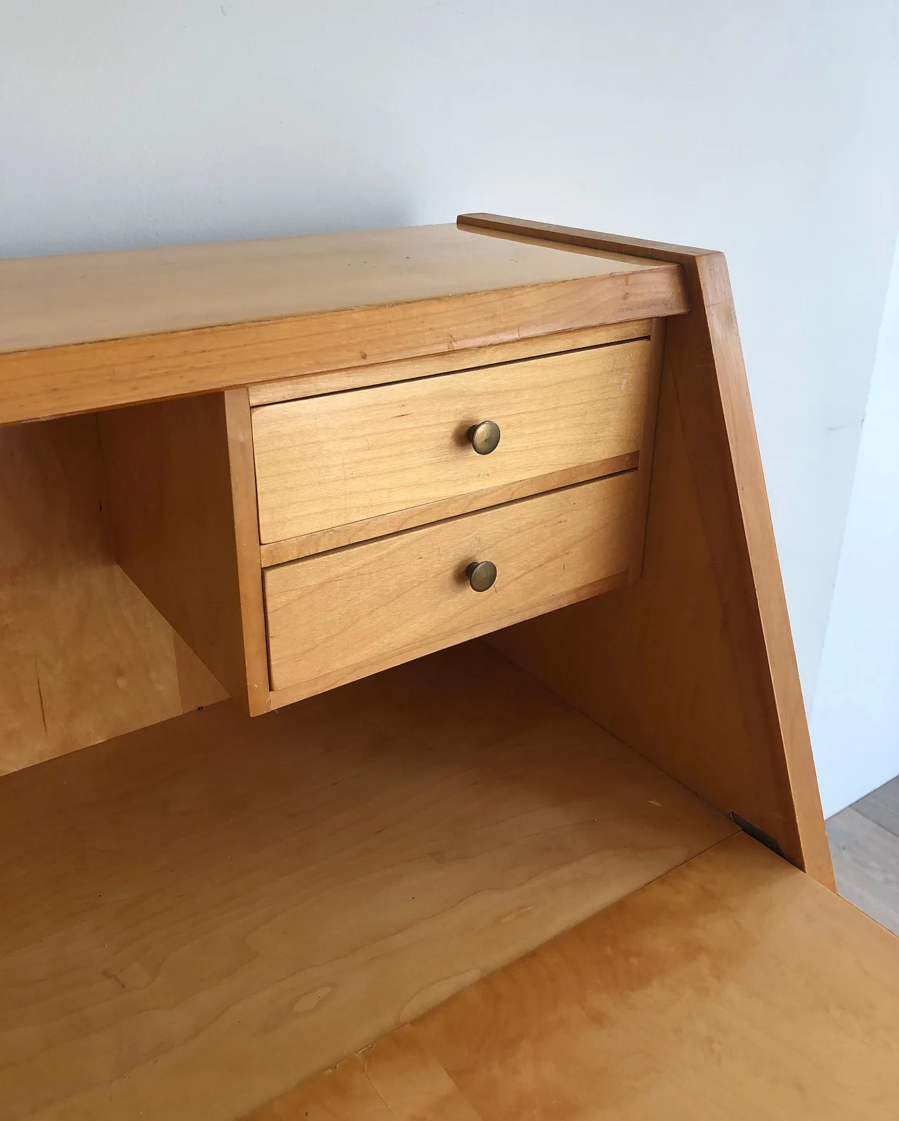 Secretaire with flap in sycamore, 1970s 9