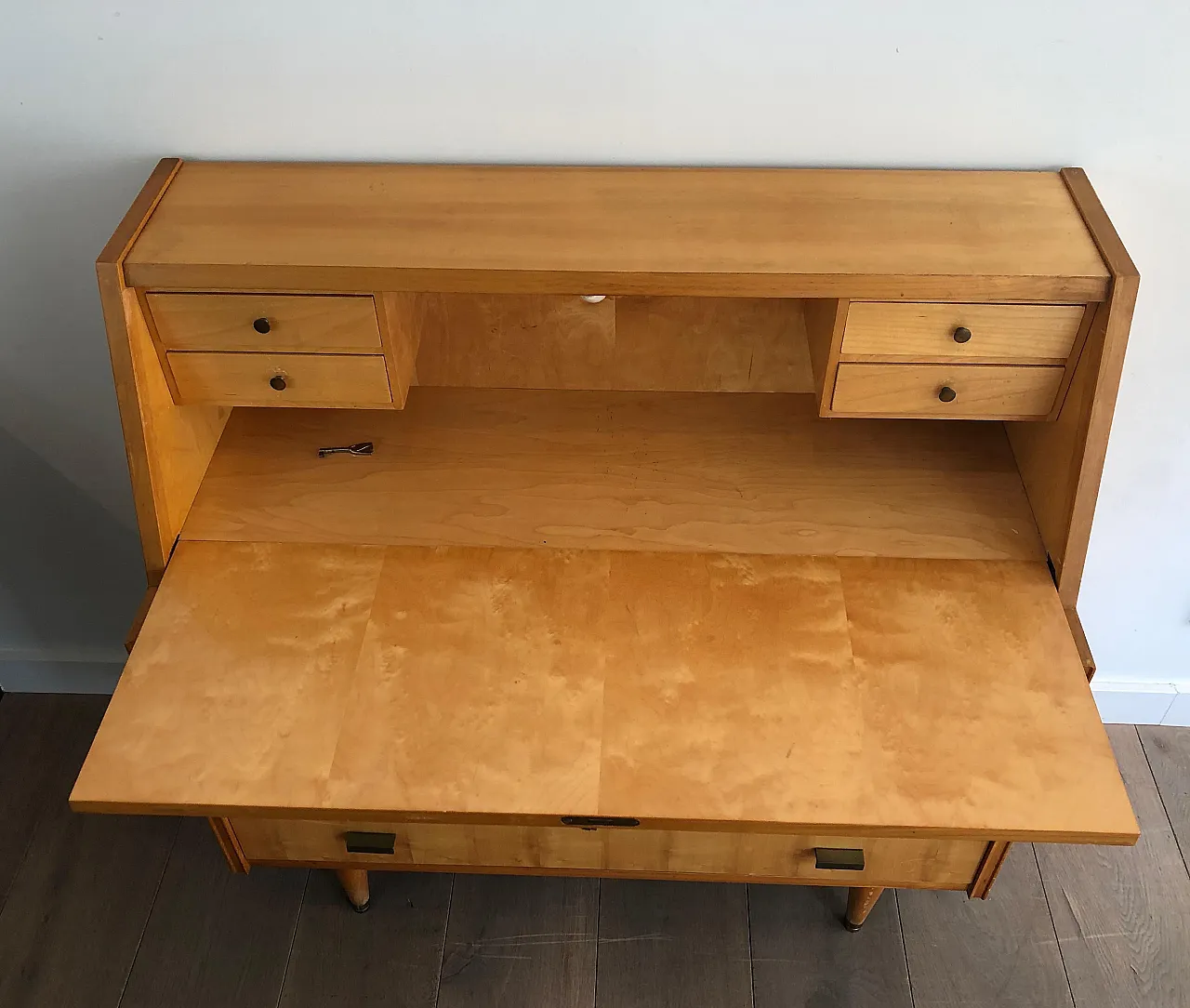 Secretaire with flap in sycamore, 1970s 15