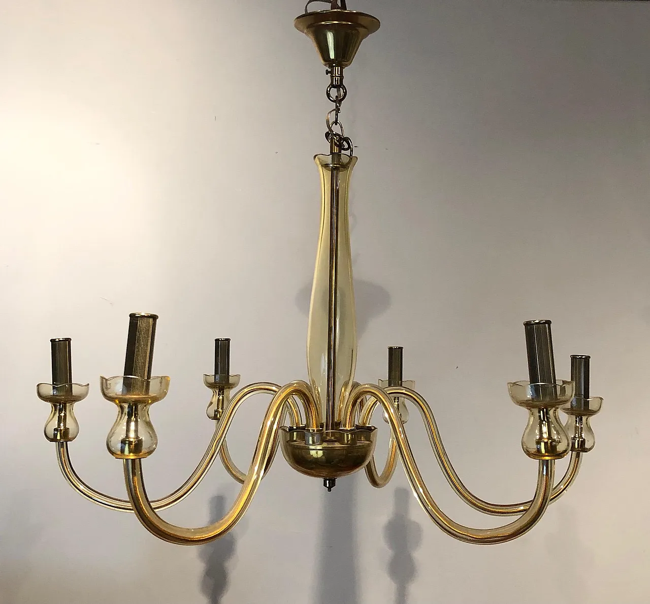 Pair of Murano champagne crystal chandeliers, 1970s 4