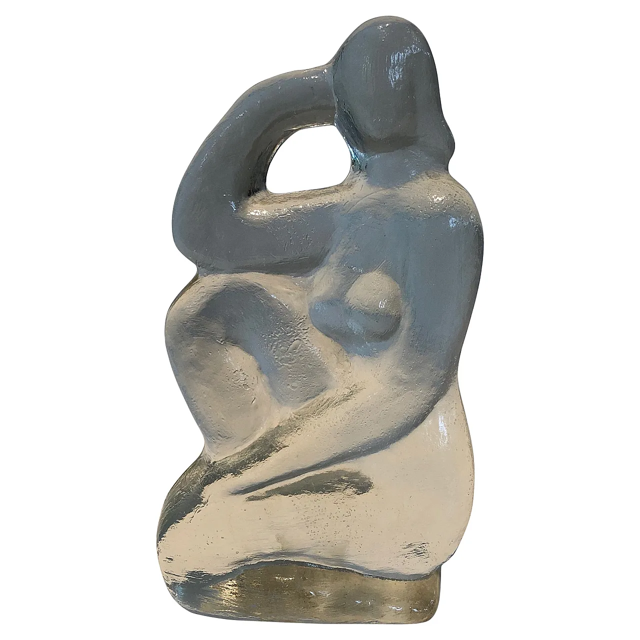 Glass sculpture representing a naked woman posing, 1970s 1