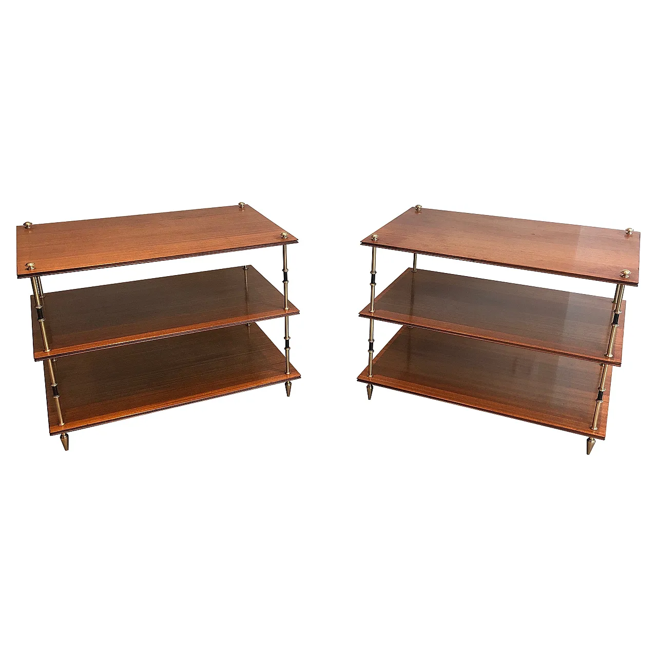 Pair of mahogany and brass consoles by Maison Jansen, 1940s 1