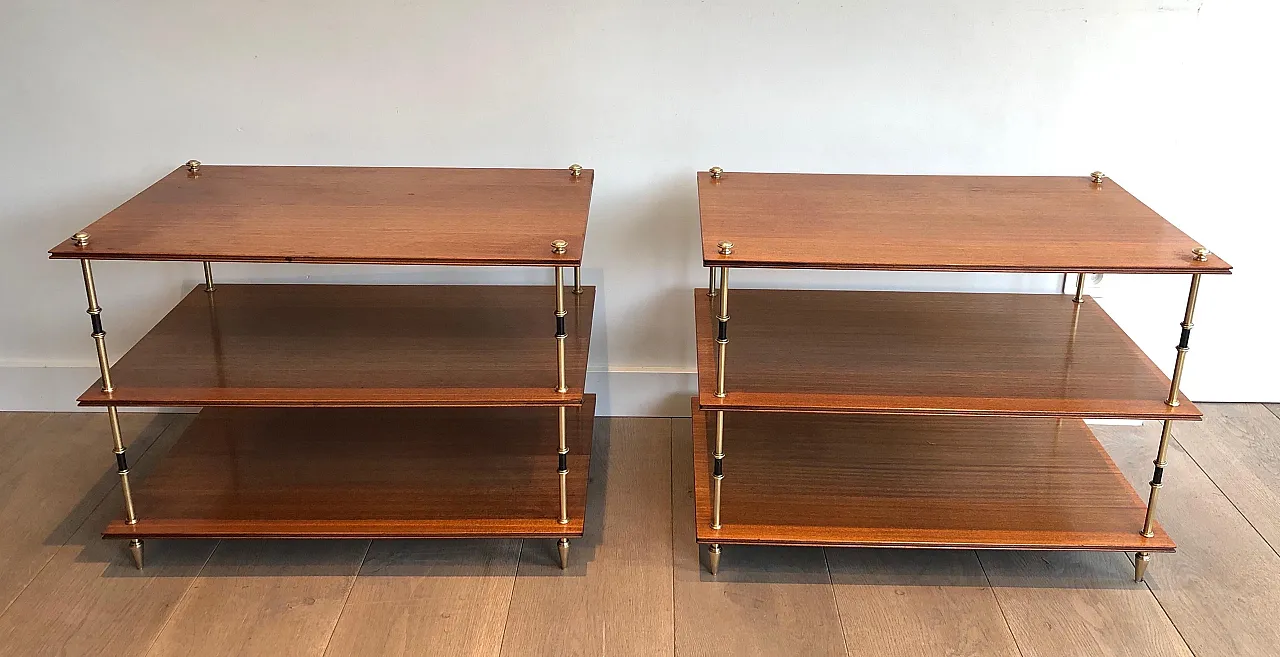 Pair of mahogany and brass consoles by Maison Jansen, 1940s 2