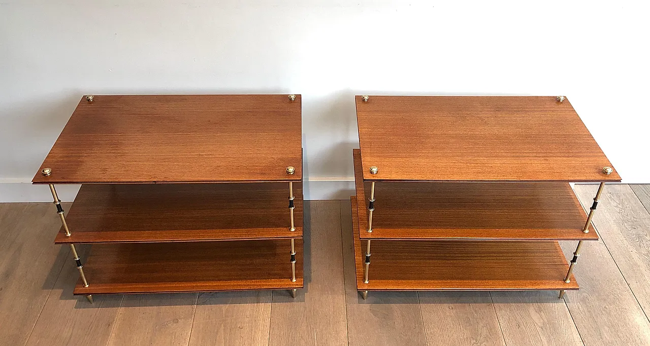 Pair of mahogany and brass consoles by Maison Jansen, 1940s 3