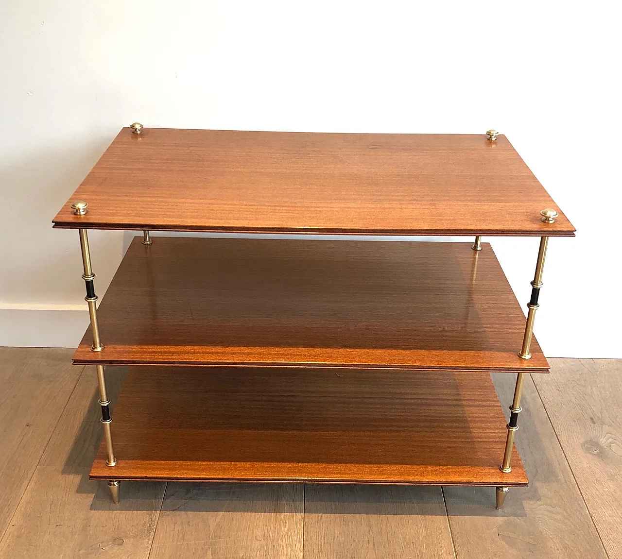 Pair of mahogany and brass consoles by Maison Jansen, 1940s 5